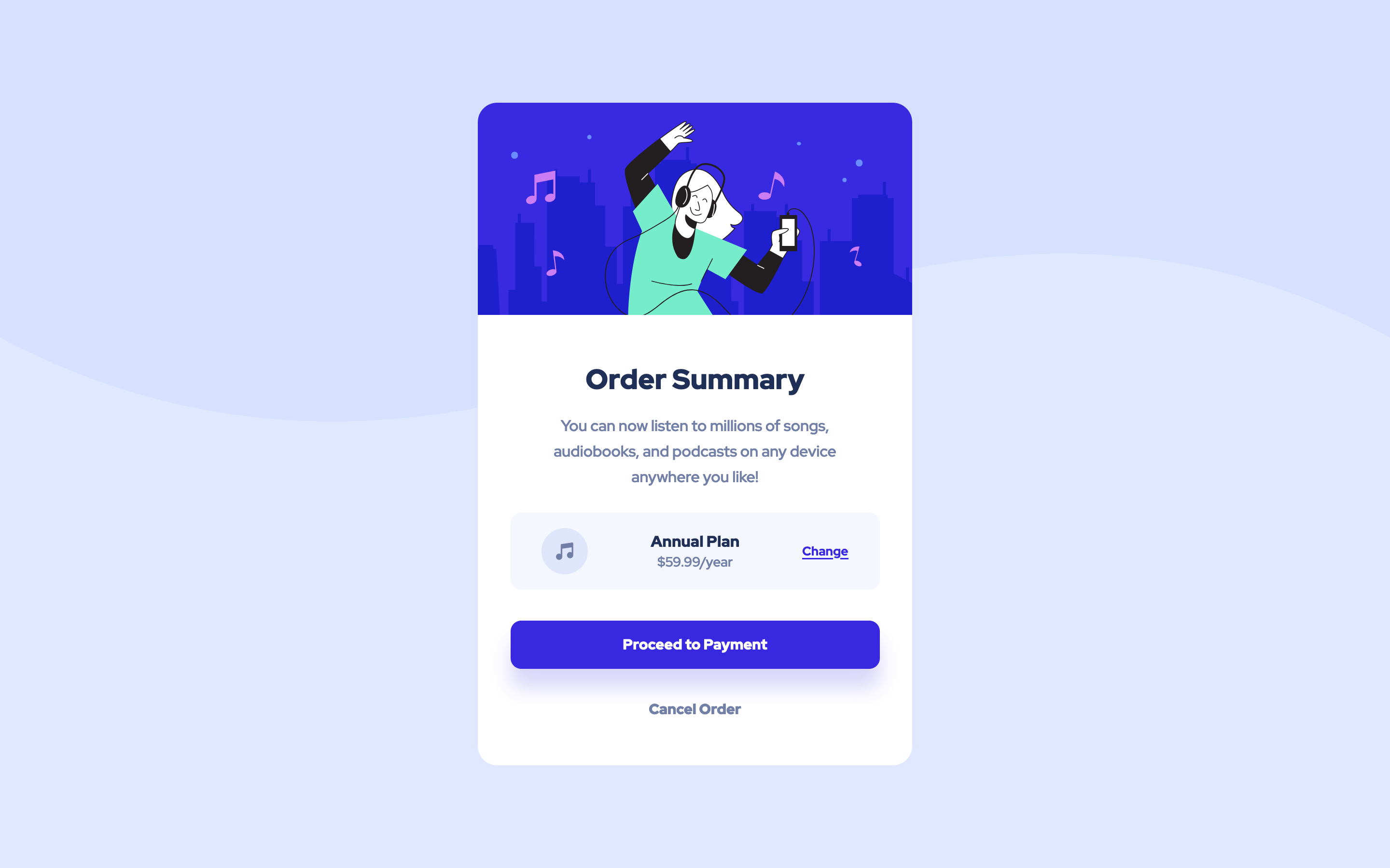 Image of the Order Summary Component Frontend Mentor Challenge